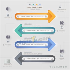 多彩箭头矢量信息图表